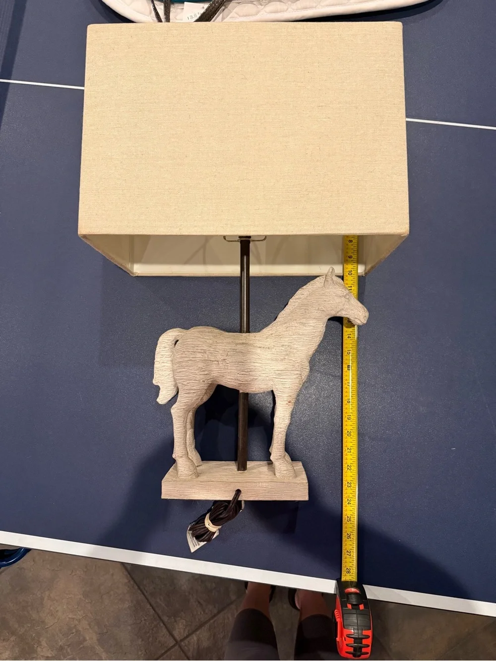 Horse Table Lamp with Beige Shade